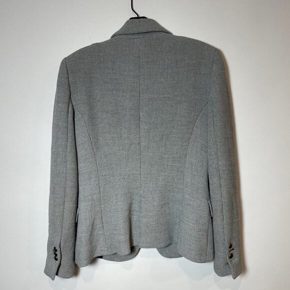 ZARA Woman One Gold Button Waffle Knit Blazer Jacket Grey M Single Breast Kate - Picture 3 of 15